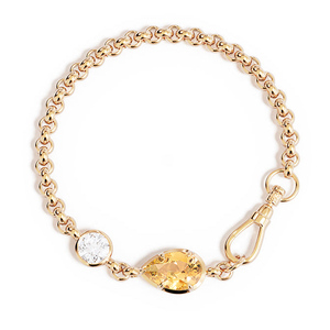 Gioielli Gemnel in <span class=keywords><strong>Argento</strong></span> Sterling <span class=keywords><strong>925</strong></span> Placcato Rodio, Bracciale 'Joy of Life' con Citrino Naturale, Catena Semplice Femminile - Product Image 1