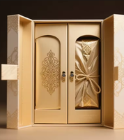 Boîte cadeau de luxe à double porte avec fermeture magnétique, en carton rigide, personnalisable avec logo, emballage aseptique et écologique pour dattes, chocolats et fêtes.