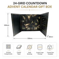 Kotak Kado 24 Grids Countdown Berlapis Kertas Multi-Kompartemen dengan Lapisan Bronzing, Sekali Pakai, Logo Custom