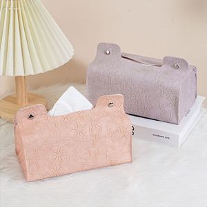 Boîte à mouchoirs vintage en PU gaufré à motif floral, étui à serviettes pour la maison, support de boîte à mouchoirs pour chambre et salle de bain - Product Image 2