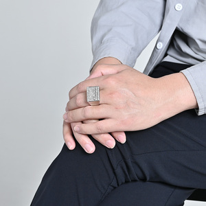 Bague Homme en Acier Titane Hip Hop Occidental, Motif Dernière Cène, Sertissage Pavé, Cadeau - Product Image 2