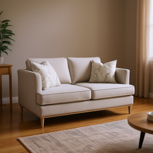 Canapé deux places réversible en tissu avec pieds en bois, style mid-century modern, meubles de salon - Product Image 2