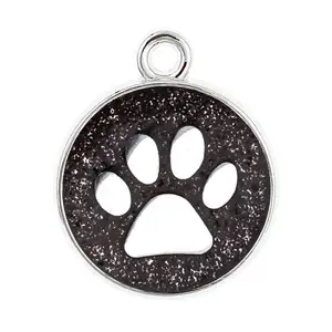 2013 Hot Sale Dog Hang Charm Keychain Pet Collar For Jewelry Making Glitter Cat Dog Paw Pendant DIY