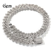 Collier audacieux pour homme, style hip-hop européen et américain, avec maillons cubains, incrustations mixtes et zircone cubique en forme de T, en cuivre, 18 mm, style Nomi transfrontalier