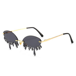 El más nuevo 2024 Venta caliente Diseño de tendencia de lujo PC <span class=keywords><strong>Gafas</strong></span> de sol Sin montura Tintado Fuego Goteo Forma Mujeres <span class=keywords><strong>Gafas</strong></span> de Sol de moda - Product Image 6