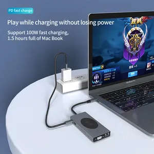 Macbook usb c концентратор 13 в 1 кабель с разъемами типа C и usb c PD HD-MI SD TF AUDIO3.5 VGA RJ45 USB-C2.0 USB-C3.0 USB3.0 * 2 USB2.0 беспроводной зарядки 15W