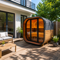 Sauna extérieur en bois massif, modèle cube 9KW, certifié ETL aux États-Unis, disponible en stock.