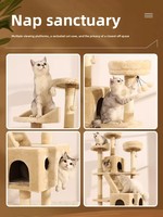 Arbre à chat surdimensionné intégré avec structure d'escalade, nid et griffoir - Modèle résistant aux salissures 14T0053MH0173