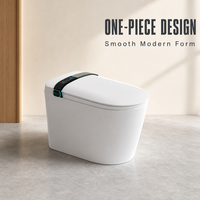 WC allongé intelligent à nettoyage automatique avec distributeur de mousse à jet siphonique en céramique, incluant télécommande, capteur de pied et buse chauffante
