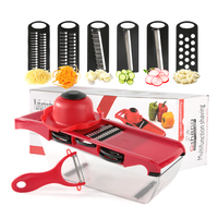 Mandoline à légumes, coupe-légumes multifonctionnel, hachoir manuel, 6 lames interchangeables, outil de cuisine