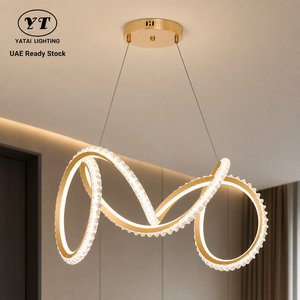Modern Metal Chandelier Adjustable Height Tricolor <b>Led</b> Gold Finish Acrylic Shade For Dining Room Living Room Home Decor - Product Image 1