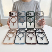 Film d'objectif de caméra TPU souple de charge sans fil galvanoplastie étui de téléphone transparent pour iPhone 11 12 13 Pro 14 15 Plus 16 Pro Max 17