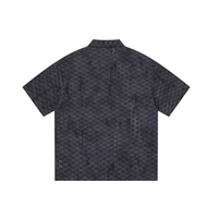 Chemise à manches courtes pour homme, à découpes et lettres, boutonnée, délavée à l'acide, effet vieilli, style streetwear grunge vintage, 100% coton tricoté