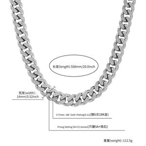 Un collier cubain Miami à rangée unique de 14 mm, populaire et classique, pour les <span class=keywords><strong>rappeurs</strong></span> transfrontaliers dans la mode européenne américaine - Product Image 4