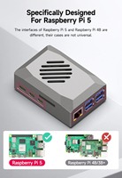 Caja Plateada de ABS para Raspberry Pi 5 con Ventilador PWM, Disipador de Calor Opcional, Carcasa Protectora, Diseño de Alta Ventilación para RPI 5