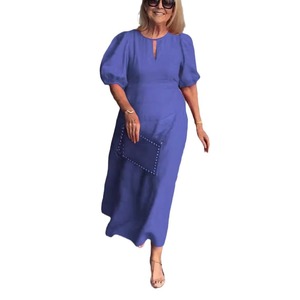 <span class=keywords><strong>Robe</strong></span> <span class=keywords><strong>d</strong></span>écontractée à manches bouffantes et col rond, couleur unie, coupe ample, best-seller printemps-été pour femmes - Product Image 5