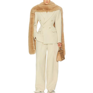 Women's Double-Breasted Blazer Summer Polyester High-End Light Luxury Elegant Office Waist-Cinched Slim-Fit <b>Top</b> - Product Image 4