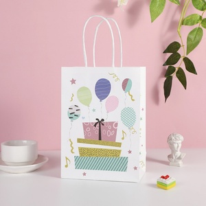 Custom Eco-Friendly Kraft Paper Reusable Durable Take-Out <b>Bags</b> with Offset Printed Logo for Happy Birthday Gift Boxes or Candles - Product Image 3