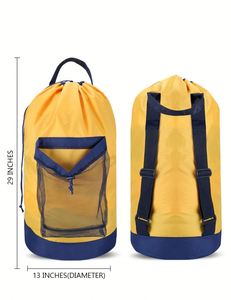 Sac à dos de lavage extra large avec bretelles et poche en filet, sac à dos de lavage robuste pour vêtements sales - Product Image 2