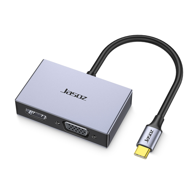USB Type C to VGA for HDMI Adapter 2 in 1 Male Female 4K Resolution for Laptop TV for HDMI VGA Interface for 1080p Grey
