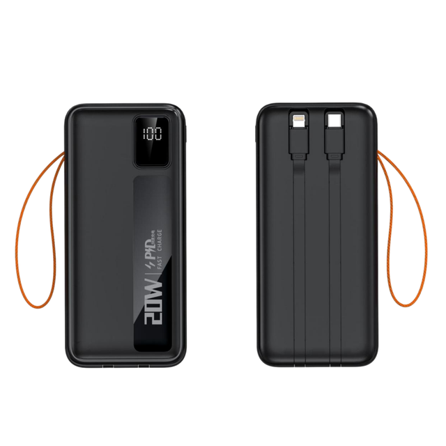 Portable  20000mah Power Bank 22.5W Fast Charging Powerbanks 30000mah with Built-in Cables