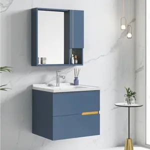 Gabinete de Medicina de diseño de almacenamiento impermeable moderno al por mayor de alta calidad espejo azul espejo montado en la pared gabinete de espejo de baño