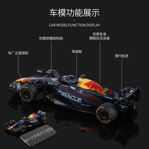 Modelo de Auto de Carreras <span class=keywords><strong>F1</strong></span> RB19 de Aleación Fundida a Presión, Juguete para Niños, Regalo de Alta Calidad, Escala 1:43, Ruedas con Movimiento Libre - Product Image 4