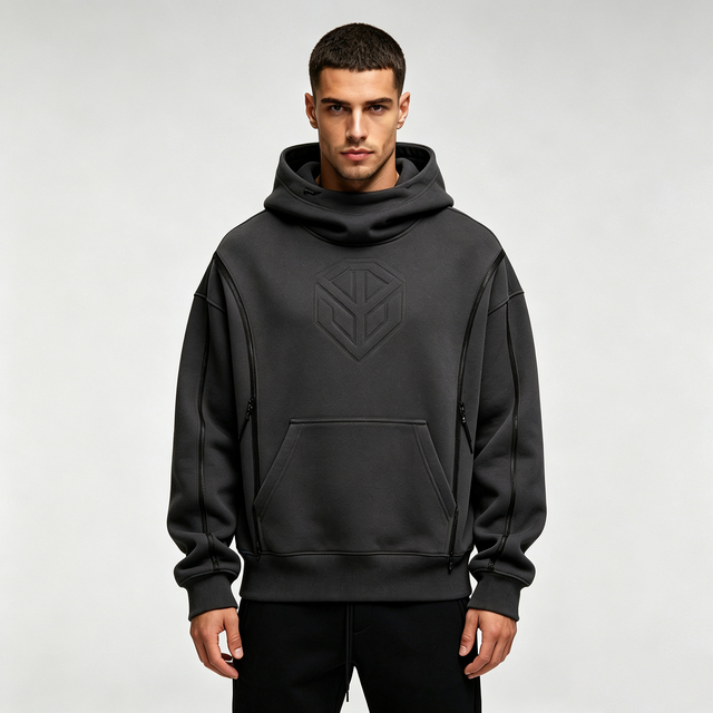 LEDUO Customized Men Techwear Hoodie Multi Pocket Loose Fit Zip Sweatshirt Street Fashion Casual Pullover Outer Top