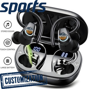 HE-059 Écouteurs intra-auriculaires à crochet d'oreille Écouteurs <span class=keywords><strong>de</strong></span> sport True Wireless LED avec affichage numérique Étui <span class=keywords><strong>de</strong></span> charge adapté au cyclisme sur route - Product Image 1