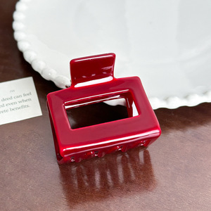 Jepit rambut cakar bunga asetat merah klip cakar rambut Premium aksesori rambut trendi mewah desain bunga 3D - Product Image 4