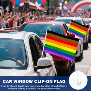 Bandera de coche Philadelphia Pride de 12x18 pulgadas (30x45 cm) con 8 franjas, bandera arcoíris Philly POC para auto con clip de plástico, para desfiles LGBTQ. - Product Image 5