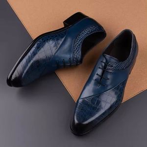Men's Luxury Thick-Soled Genuine Leather Elevator <b>Shoes</b> Trendy English-Style Carved Shiny Lace-Up Design - Product Image 2