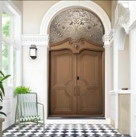 Portails principaux extérieurs en fer forgé à double battant, design grille moderne, les mieux notés, pour villas et zones résidentielles