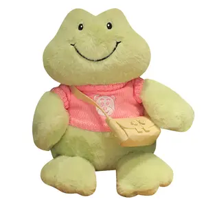 Soffice e personalizzato animaletto pastorale simpatico rana verde soffice bambola per bambini, maglione di peluche rana felice
