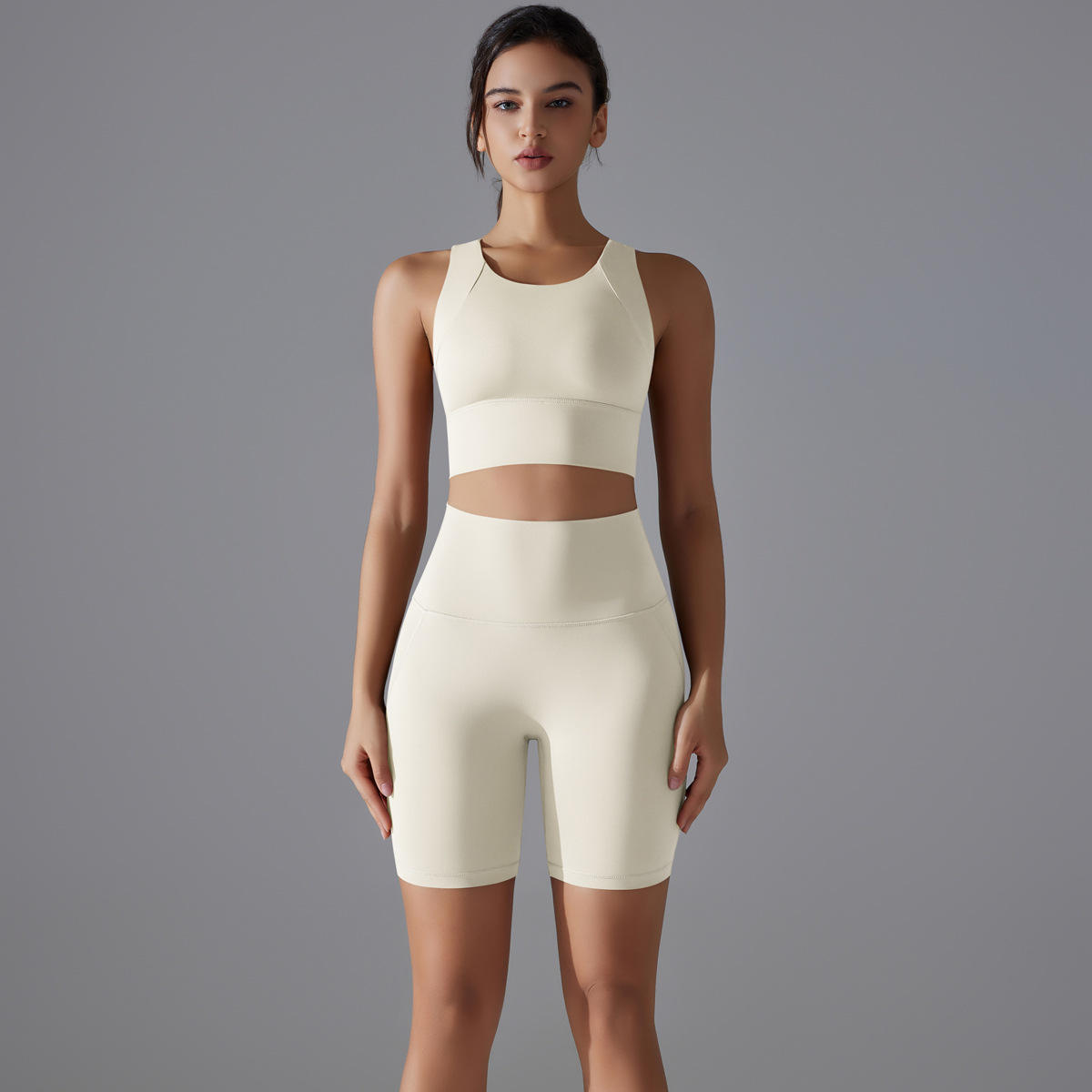 7004 vest + 7054 antibacterial shorts - light ivory