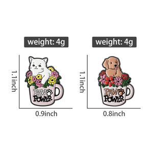 Pins Esmaltados con Diseño Floral de Paw Power para Amantes de Mascotas, Broches de Animales con Gatos y Perros Blancos, Insignias de Solapa, Joyería de Moda, Regalos para Amigos - Product Image 6