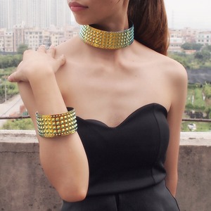 HANSIDON <span class=keywords><strong>Set</strong></span> di Gioielli Vistosi con Collana in Pelle e Bracciale Statement per Donne, <span class=keywords><strong>Set</strong></span> di Gioielli Africani - Product Image 2