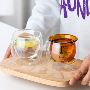 <span class=keywords><strong>Cute</strong></span> Bear <span class=keywords><strong>Tea</strong></span> Coffee Cup Vidro de Parede Dupla Canecas Suco Leite Copo Engraçado 250ml para Presentes de Aniversário Dia Dos Namorados - Product Image 2