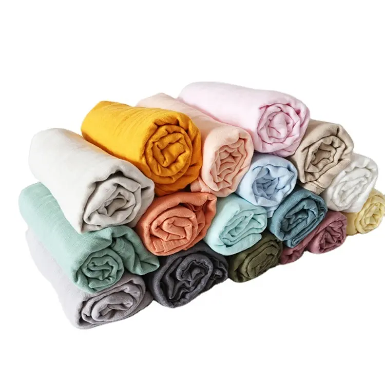Custom Solid Color Baby Swaddle Blanket Double Cotton Gauze Towel Newborn Bath Wrap