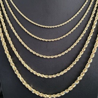 Vente en Gros Chaîne Corde en Or Hip-Hop 1,6 mm 1,7 mm, Or Véritable 18 Carats Au750, Collier Corde Taille Diamant en Or 18 Carats