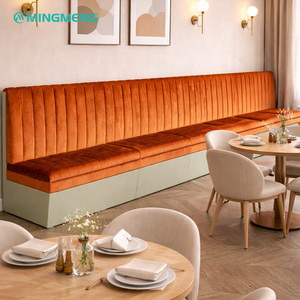 Contemporary Orange Velvet <b>Bench</b> Restaurant Furniture <b>Set</b> Modern Customized <b>Dining</b> Seating for Commercial Use - Product Image 1