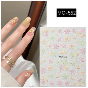 สติกเกอร์ติดเล็บ<span class=keywords><strong>ลาย</strong></span>ดอกไม้ 3 มิติ สีสันสดใส สไตล์ภาพวาดสีน้ำมัน น่ารัก - Product Image 2