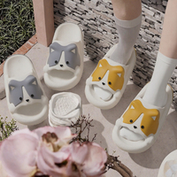 Mignonnes pantoufles Corgi de dessin animé, antidérapantes, légères, à semelle souple, pour intérieur, extérieur, salle de bain, sandales d'été