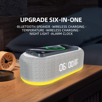 Cargador Inalámbrico de Escritorio 6 en 1 de 15W, con Altavoces, Reloj Despertador y Carga Rápida, Superventas