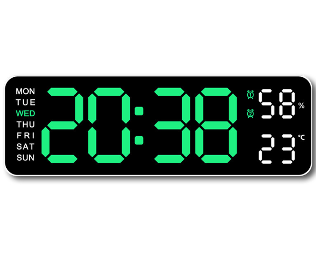 Hot Selling Multi-functional LED Digital Clock 2 Set Alarm Date Temperature Week Display USB-Powered Wall Clocks