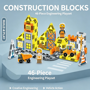 Set di <span class=keywords><strong>Piastrelle</strong></span> Magnetiche Mini Engineering AJB, Gioco di Costruzione STEM Fai-da-Te con Personaggi Ingegneri - Product Image 2