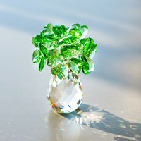 Décoration de bureau en verre cristal H&D, thème trèfle à quatre feuilles porte-bonheur, style artisanal, cadeau créatif pour la remise des diplômes et les anniversaires