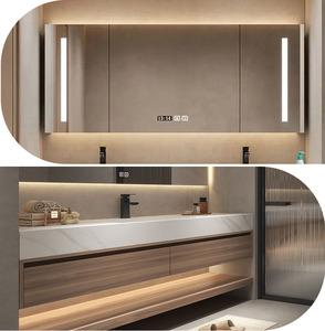 2025 Style Modern Water Resistant Wooden Panel Bath Cabinet Single Double Bathroom <strong>Vanities</strong> LED Mirror Sink for Villa Apartments - Product Image 5