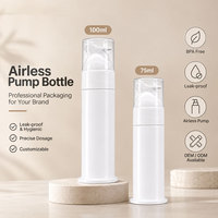 Vente en gros de flacons pompe cylindriques en PP de 75 ml et 100 ml, distributeur sans air en plastique pour l'emballage des soins dentaires