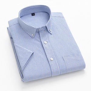 <span class=keywords><strong>Camicia</strong></span> <span class=keywords><strong>Oxford</strong></span> in Puro Cotone per Uomo, <span class=keywords><strong>Slim</strong></span> <span class=keywords><strong>Fit</strong></span>, Senza Stiratura, Business Casual a Righe, Manica Corta, Stile Urbano - Product Image 3
